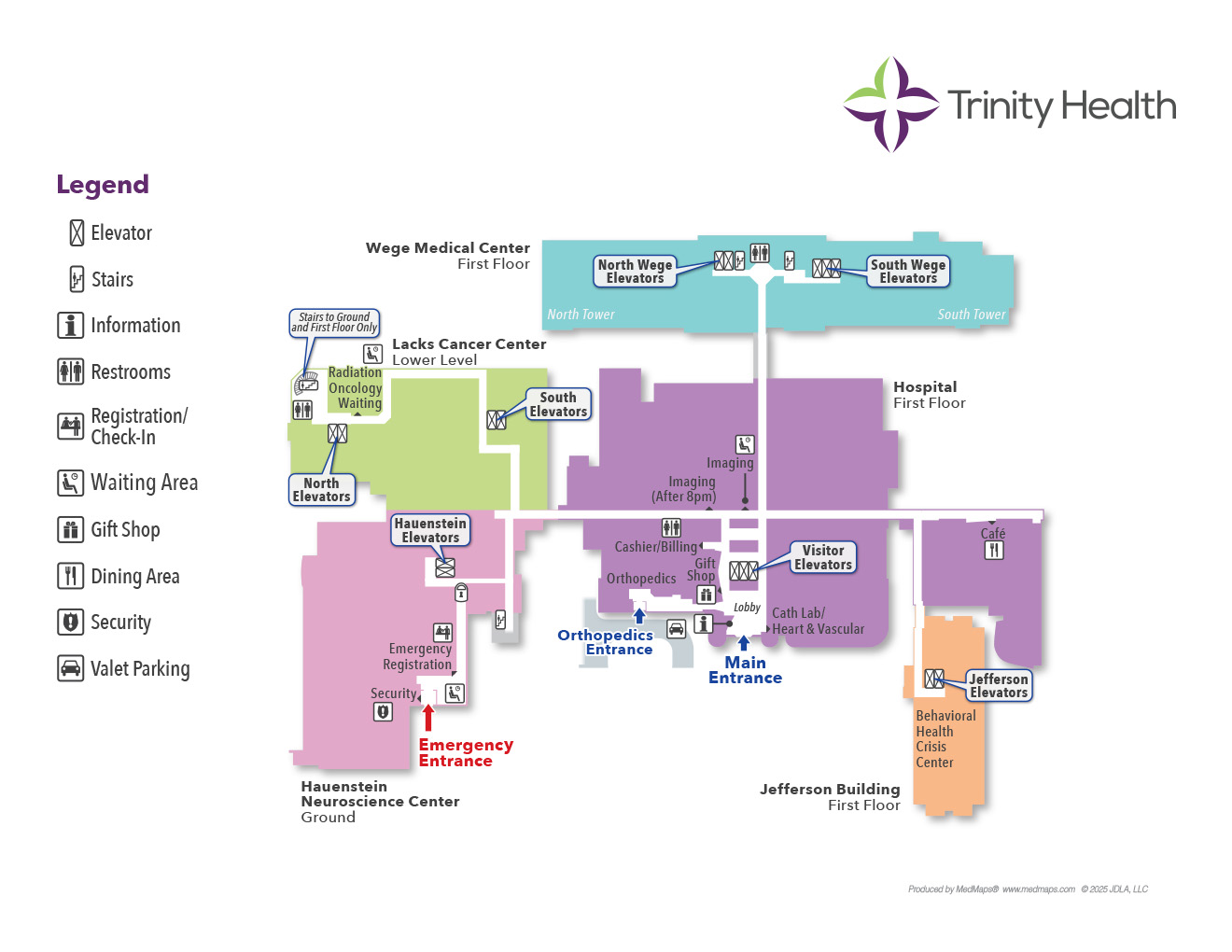First Floor Main Hospital & Lower Level Hauenstein and Lacks Floor Image