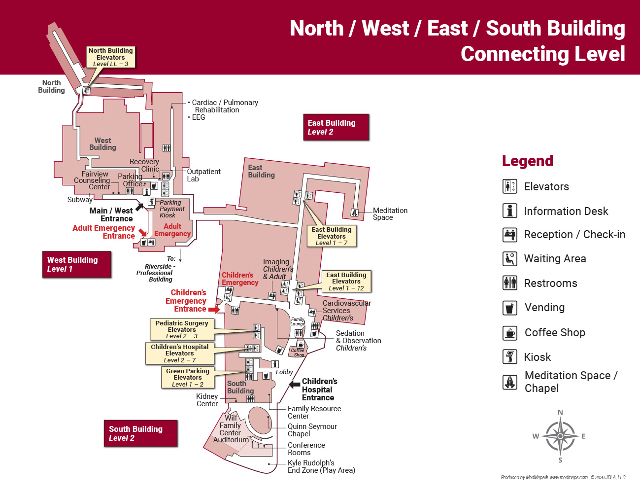 Main Level - North/West/East/South Building Floor Image